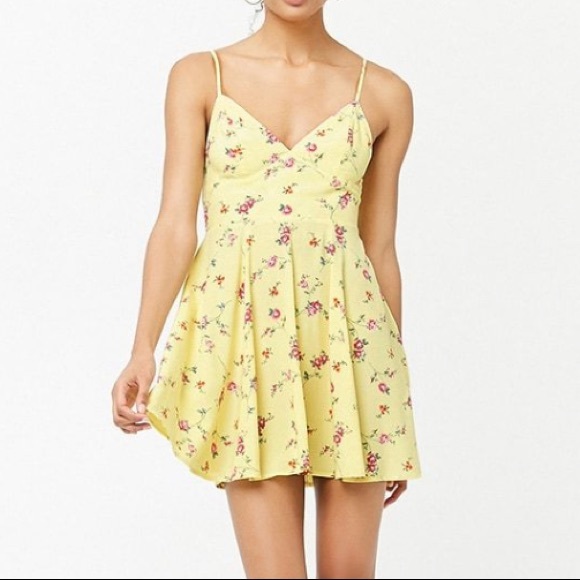 Forever 21 Dresses & Skirts - FOREVER21 • Yellow Floral Cami Mini Dress